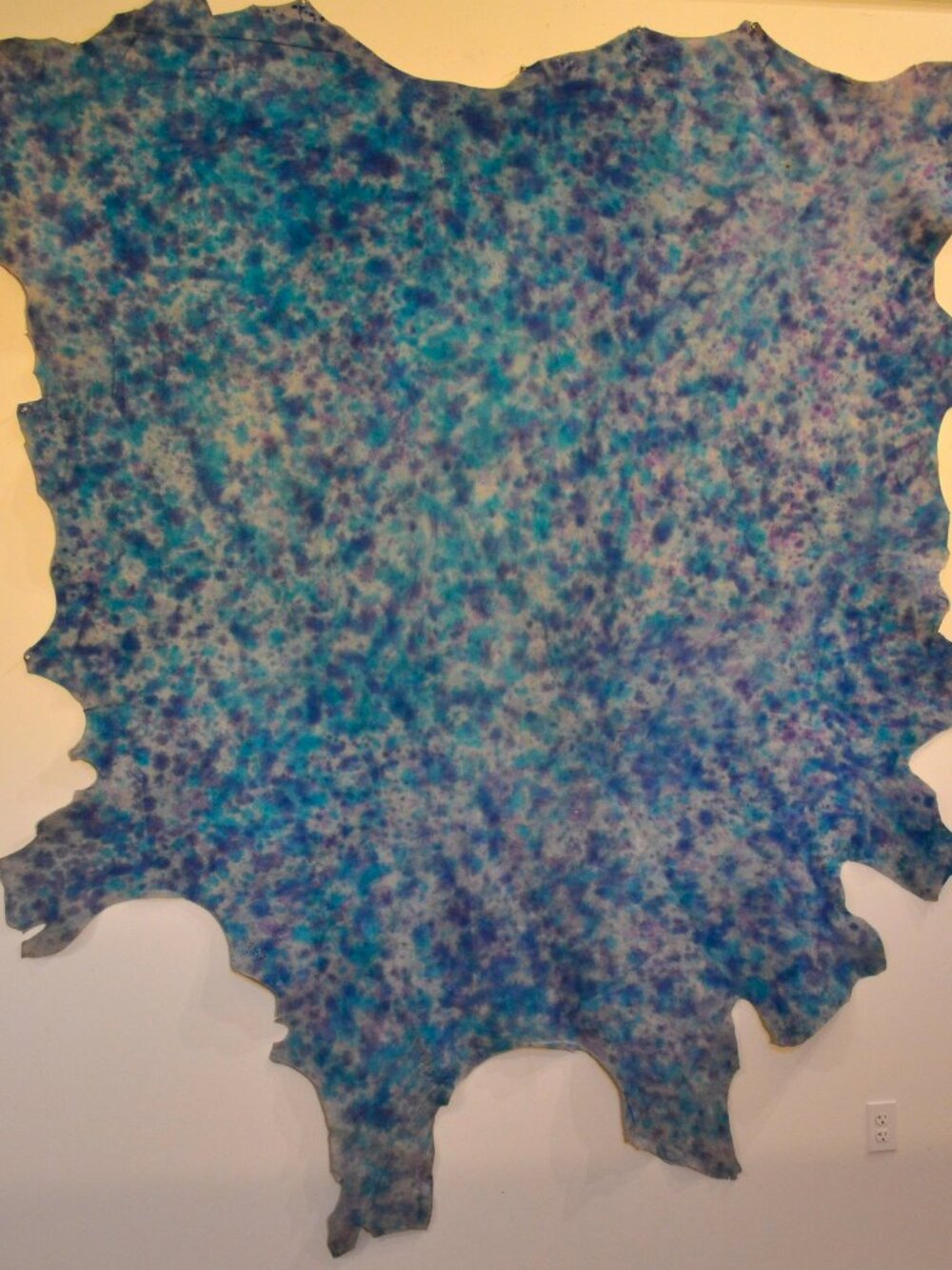 NEW XL painted Cowhide Leather Rug turquoise Blue gray ivory White purple dyed